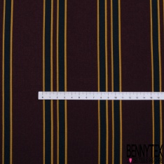 Coupon 3m crêpe polyester motif branchage naïf au trait ocre fond sang de taureau