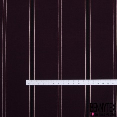Coupon 3m crêpe polyester motif rayure fantaisie verticale canard moutarde prune sèche