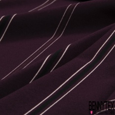 Coupon 3m crêpe polyester motif rayure fantaisie verticale canard moutarde prune sèche