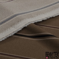 Coupon 3m crêpe polyester élasthanne motif rayure fantaisie verticale blanc rosé noir puce