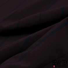Coupon 3m crêpe polyester élasthanne motif rayure fantaisie verticale noir marine aubergine