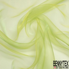 Organza changeant citron vert blanc givré