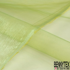 Organza changeant citron vert blanc givré