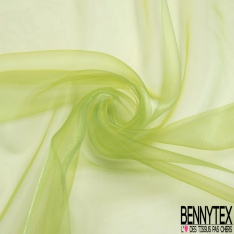 Organza changeant citron vert blanc givré