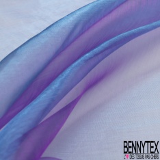 Organza changeant cyan blanc optique