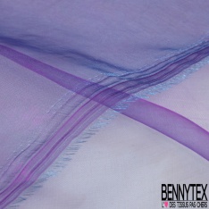 Organza changeant cyan blanc optique