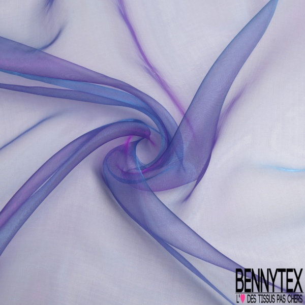 Organza changeant cyan blanc optique