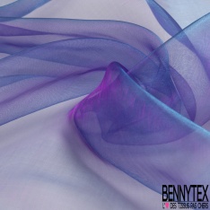 Organza changeant cyan blanc optique