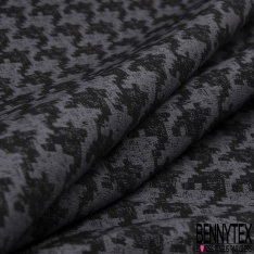 Coupon 3m stretch viscose élasthanne tailleur pantalon motif pied de coq noir marine