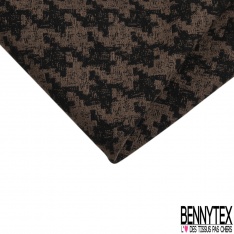 Coupon 3m stretch viscose élasthanne tailleur pantalon motif pied de coq chiné noir souris