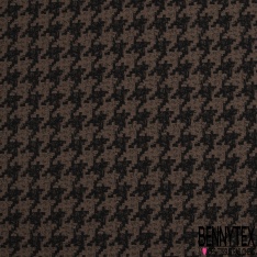 Coupon 3m stretch viscose élasthanne tailleur pantalon motif pied de coq chiné noir souris
