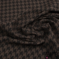 Coupon 3m stretch viscose élasthanne tailleur pantalon motif pied de coq chiné noir souris