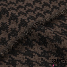 Coupon 3m stretch viscose élasthanne tailleur pantalon motif pied de coq chiné noir souris