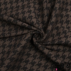 Coupon 3m stretch viscose élasthanne tailleur pantalon motif pied de coq chiné noir souris
