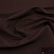 Coupon 3m stretch viscose élasthanne tailleur pantalon motif prince de Galles chiné noir grive des bois
