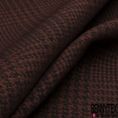 Coupon 3m stretch viscose élasthanne tailleur pantalon motif prince de Galles chiné noir grive des bois
