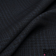 Coupon 3m stretch viscose élasthanne tailleur pantalon motif prince de Galles chiné noir chutney