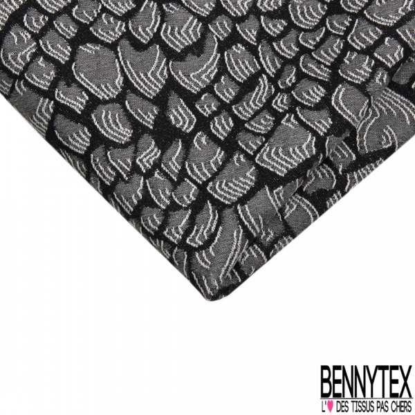 Coupon 3m stretch viscose élasthanne tailleur pantalon motif léopard noir anthracite