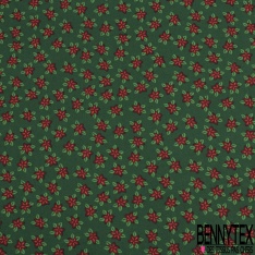 Coupon 3m coton de Noël imprimé edelweiss de Noël fond bleu nuit