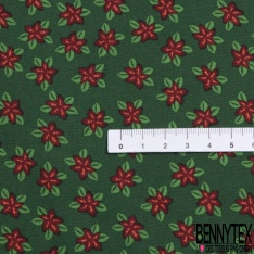 Coupon 3m coton de Noël imprimé edelweiss de Noël fond bleu nuit
