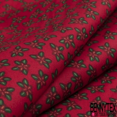 Coupon 3m coton de Noël imprimé edelweiss de Noël fond vert profond