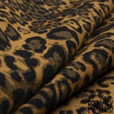 Coupon 3m stretch viscose élasthanne tailleur pantalon motif léopard noir anthracite