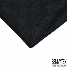 Coupon 3m stretch viscose élasthanne tailleur pantalon motif pied de coq chiné noir biscuit au gingembre