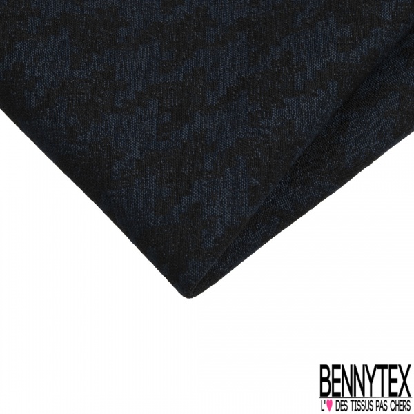 Coupon 3m stretch viscose élasthanne tailleur pantalon motif pied de coq chiné noir biscuit au gingembre