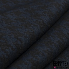 Coupon 3m stretch viscose élasthanne tailleur pantalon motif pied de coq chiné noir biscuit au gingembre