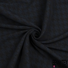 Coupon 3m stretch viscose élasthanne tailleur pantalon motif pied de coq chiné noir biscuit au gingembre