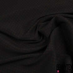 Coupon 3m stretch viscose élasthanne tailleur pantalon double face noir plumetis blanc discret dos blanc discret