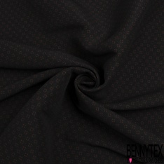 Coupon 3m stretch viscose élasthanne tailleur pantalon double face noir plumetis blanc discret dos blanc discret
