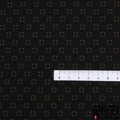 Coupon 3m stretch viscose élasthanne tailleur pantalon double face noir losange stylisé acajou dos acajou