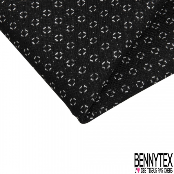 Coupon 3m stretch viscose élasthanne tailleur double face noir losange stylisé biscuit au gingembre dos biscuit au gingembre