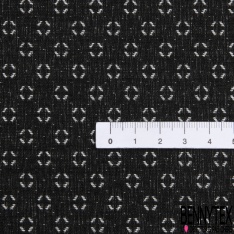 Coupon 3m stretch viscose élasthanne tailleur double face noir losange stylisé biscuit au gingembre dos biscuit au gingembre