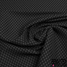 Coupon 3m stretch viscose élasthanne tailleur double face noir losange stylisé biscuit au gingembre dos biscuit au gingembre