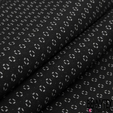 Coupon 3m stretch viscose élasthanne tailleur double face noir losange stylisé biscuit au gingembre dos biscuit au gingembre