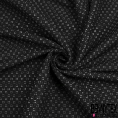 Coupon 3m stretch viscose élasthanne tailleur double face noir losange stylisé biscuit au gingembre dos biscuit au gingembre