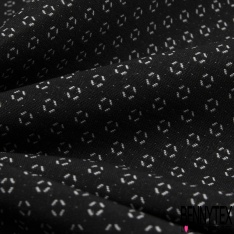 Coupon 3m stretch viscose élasthanne tailleur double face noir losange stylisé biscuit au gingembre dos biscuit au gingembre