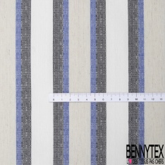 Coupon 3m stretch polyester polyamide viscose élasthanne tailleur rayure horizontale blanc optique denim délavé