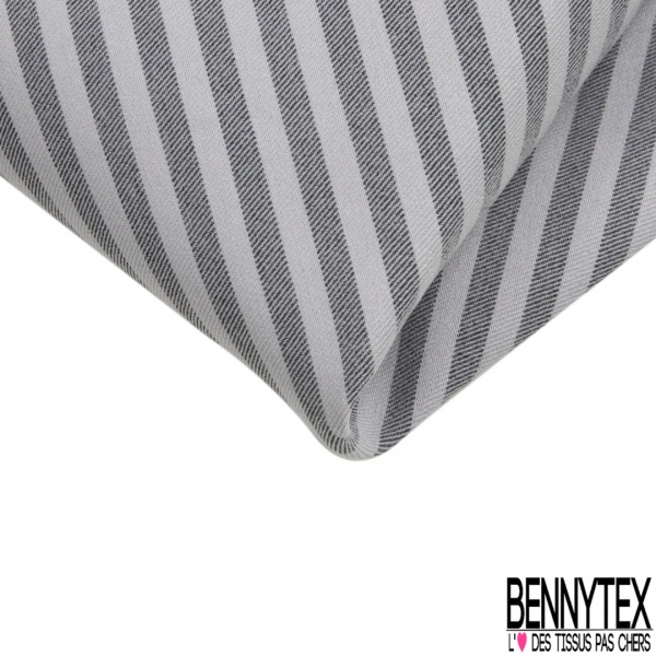 Coupon 3m stretch polyester polyamide viscose élasthanne tailleur petite rayure horizontale perle noir