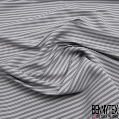 Coupon 3m stretch polyester polyamide viscose élasthanne tailleur petite rayure horizontale perle noir