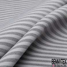 Coupon 3m stretch polyester polyamide viscose élasthanne tailleur petite rayure horizontale perle noir
