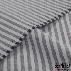 Coupon 3m stretch polyester polyamide viscose élasthanne tailleur petite rayure horizontale perle noir