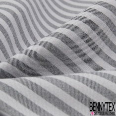 Coupon 3m stretch polyester polyamide viscose élasthanne tailleur petite rayure horizontale perle noir