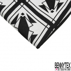 Coupon 3m stretch viscose élasthanne tailleur motif quadrillage géométrique noir blanc discret
