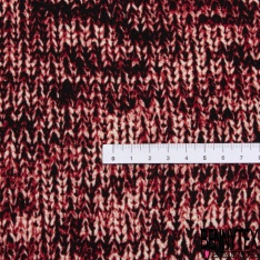 Coupon 3m crêpe polyester élasthanne motif tricot grosse maille jersey endroit noir blanc rouge