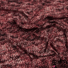 Coupon 3m crêpe polyester élasthanne motif tricot grosse maille jersey endroit noir blanc rouge