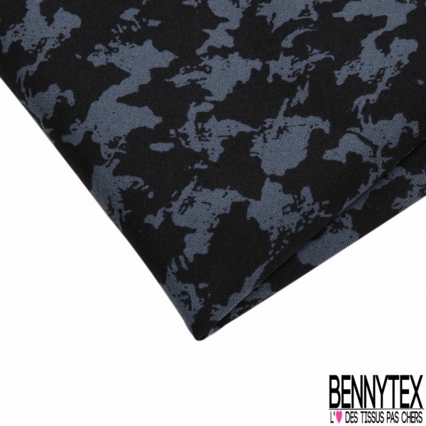 Coupon 3m stretch viscose élasthanne tailleur pantalon motif pied de coq stylisé noir sable mouillé