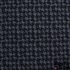 Coupon 3m stretch viscose élasthanne tailleur pantalon motif pied de coq stylisé noir sable mouillé